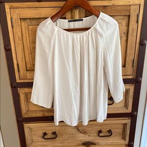 Zara White Pleated Relaxed Blouse